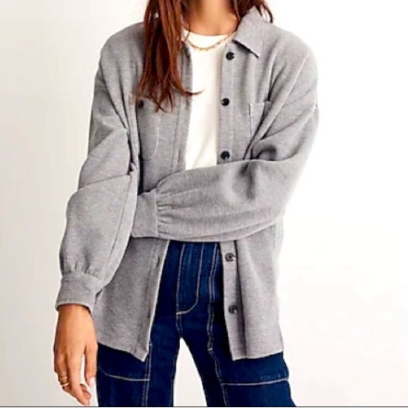 Madewell Dove Gray Shacket SOFT PLUSH COZY Double-Faced Fabric EUC Size Small - Picture 1 of 12